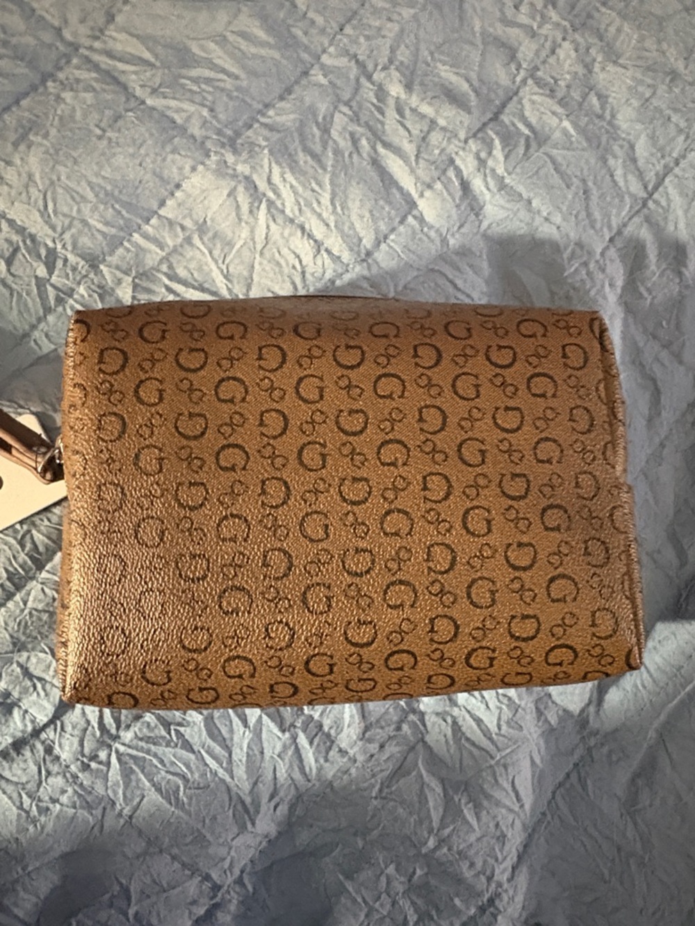 Guess Brown Monogram Wristlet Pouch with Logo Triangle New - Picture 8 of 8